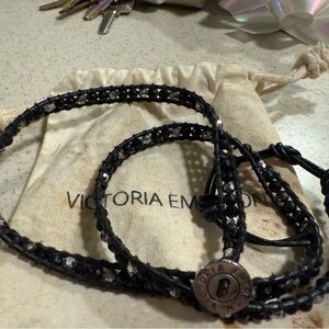Victoria Emerson Black Beaded Wrap Bracelet